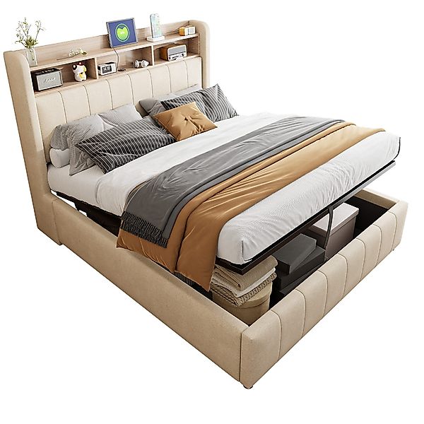 HAUSS SPOLE Polsterbett 140x200cm mit LED-Beleuchtung günstig online kaufen