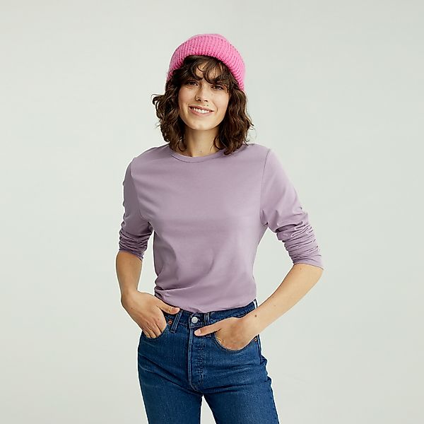 Mira Damen Rundhals-neck Langarm T-shirt Aus Single Jersey Bio Baumwolle günstig online kaufen