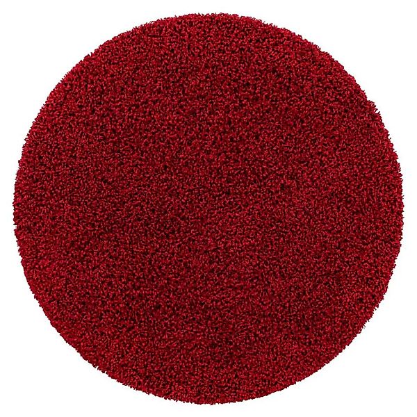 Teppich Hochflor Shaggy in Rot 120 cm und 150 cm rund günstig online kaufen