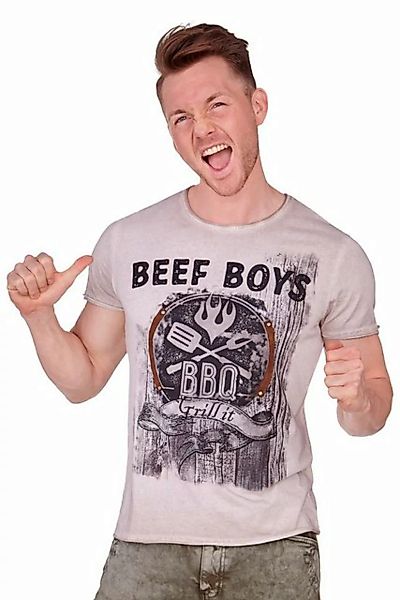 Hangowear Trachtenshirt Shirt Herren - BEEF BOYS - greige günstig online kaufen