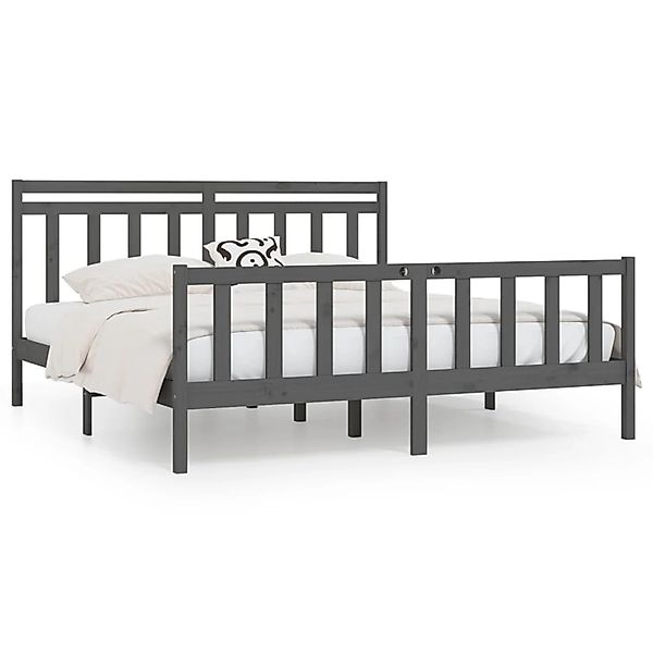 Vidaxl Massivholzbett Grau Kiefer 200x200 Cm günstig online kaufen