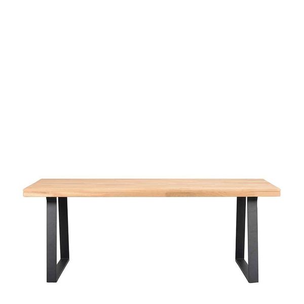 Küchentisch aus Eiche Massivholz und Metall Bügelgestell günstig online kaufen