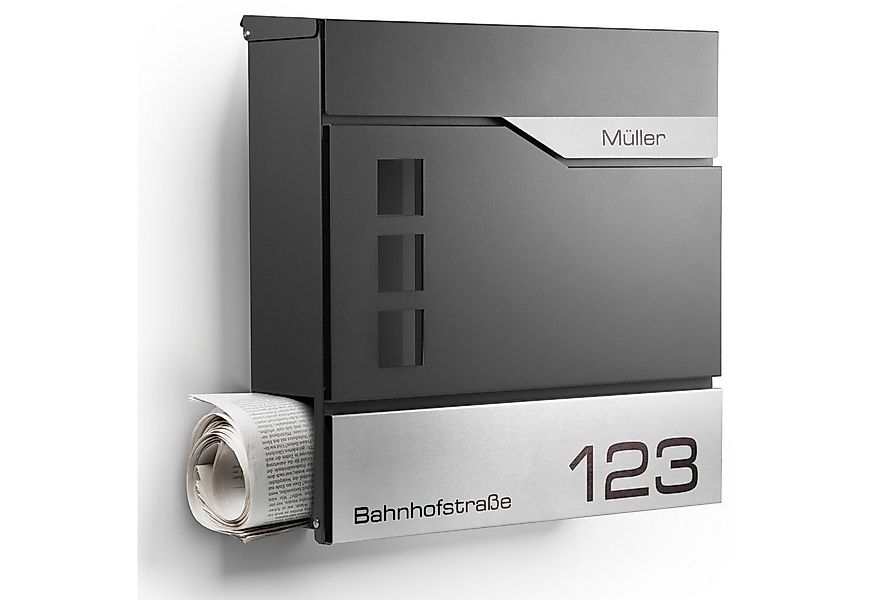 NewHabitat Briefkasten Moderner Wandbriefkasten Personalisierbar Anthrazit günstig online kaufen