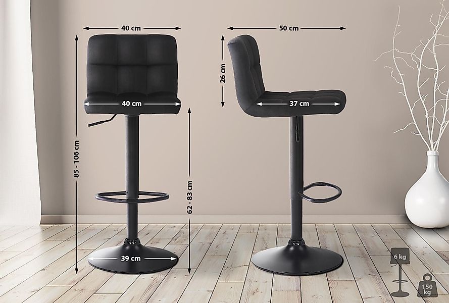 CLP Barhocker Feni Samt (2er Set, günstig online kaufen