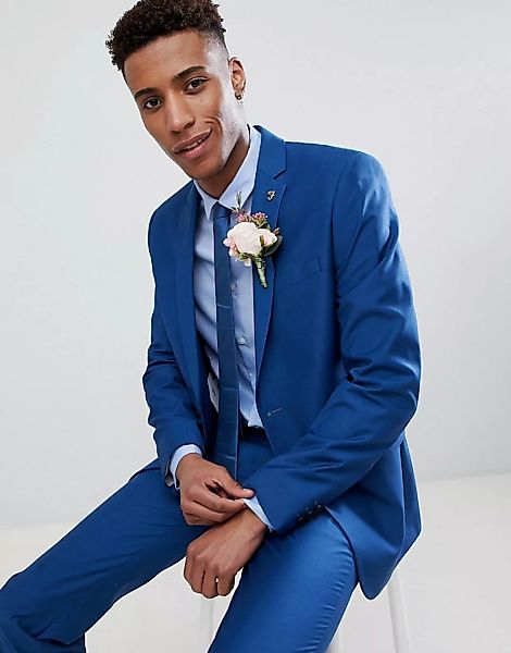 Farah – Enge Hochzeits-Anzugjacke in Blau günstig online kaufen