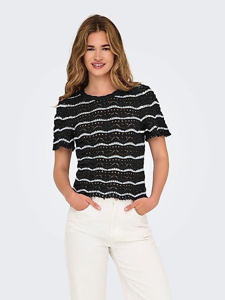 ONLY Kurzarmpullover "ONLANNASOFIA LIFE SS STRIPE O-NECK KNT" günstig online kaufen