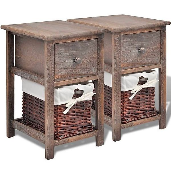 furnicato Beistellschrank Nachttische 2 Stk. Holz Braun (1-St) günstig online kaufen