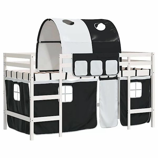 vidaXL Kinderhochbett mit Tunnel Weiß & Schwarz 80x200 cm Kiefernholz192785 günstig online kaufen