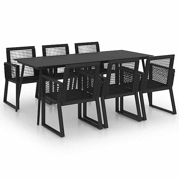 7-tlg. Garten-essgruppe Pvc Rattan Schwarz günstig online kaufen