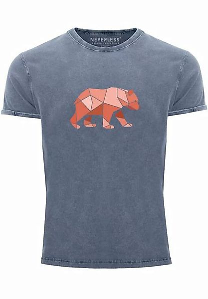 Neverless Print-Shirt Herren Vintage Shirt Polygon Grafik Bär Outdoor Motiv günstig online kaufen
