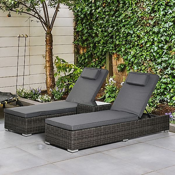Outsunny Gartenliege Poly-Rattan Sonnenliege mit 6-Fach günstig online kaufen