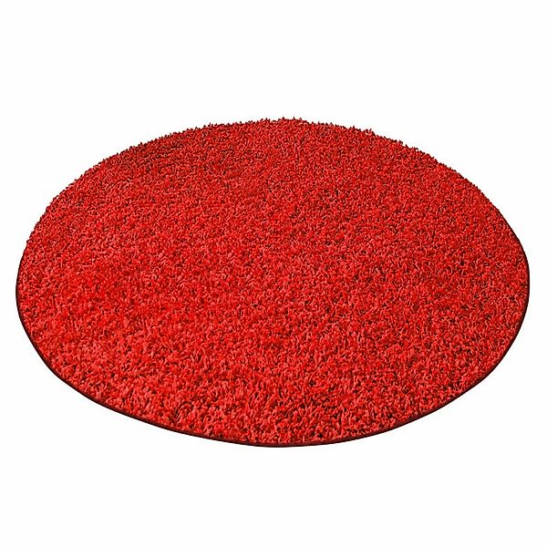 KARAT Runder Shaggy Teppich Barcelona mit Weichem Flor Modern Rot Ø 200 cm günstig online kaufen