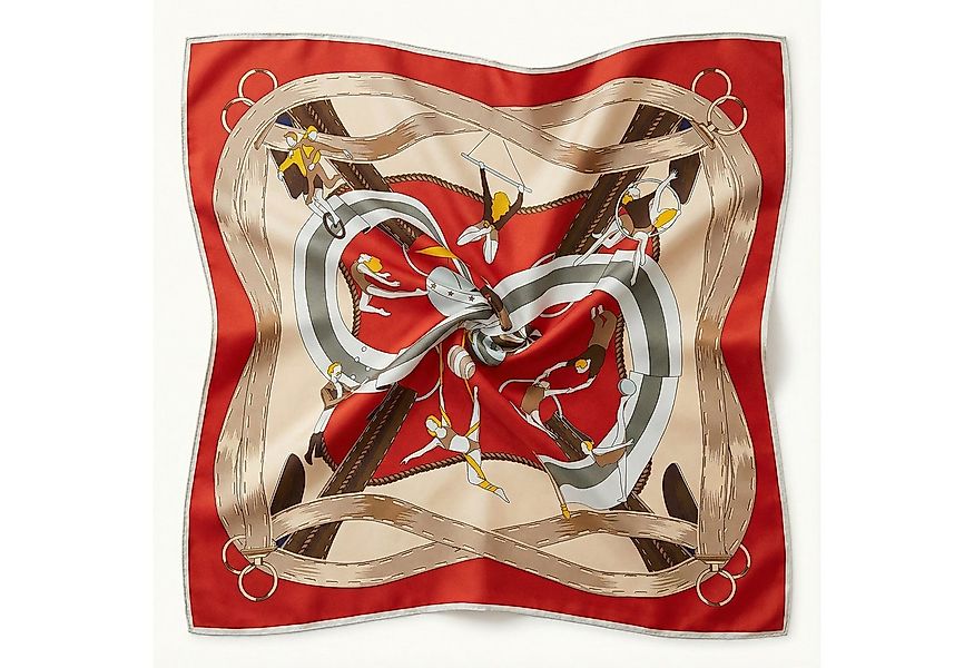 Kleelein Seidentuch Seidentuch 90x90 cm für Damen mit Akrobatik Reiter-Moti günstig online kaufen