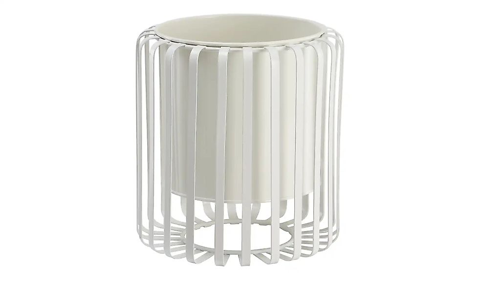 HOME STORY Pflanztopf   ¦ weiß ¦ Eisen ¦ Maße (cm): H: 20,5  Ø: 19.5 Access günstig online kaufen