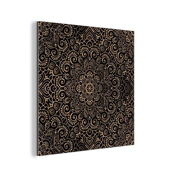 MuchoWow Metallbild Goldenes Muster auf schwarzem günstig online kaufen