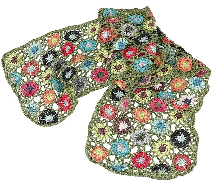 Guru-Shop Halstuch Häkelschal mit bunten Blümchen, Boho Schal -.., Festival günstig online kaufen