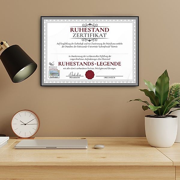 Tigerlino Poster Ruhestand Zertifikat Rente Abschiedsgeschenk günstig online kaufen