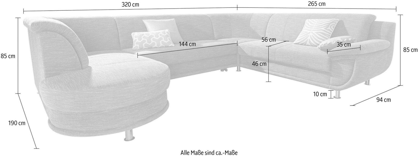 TRENDMANUFAKTUR Wohnlandschaft "Rondo, U-Form" inkl.Federkern, wahlweise mi günstig online kaufen