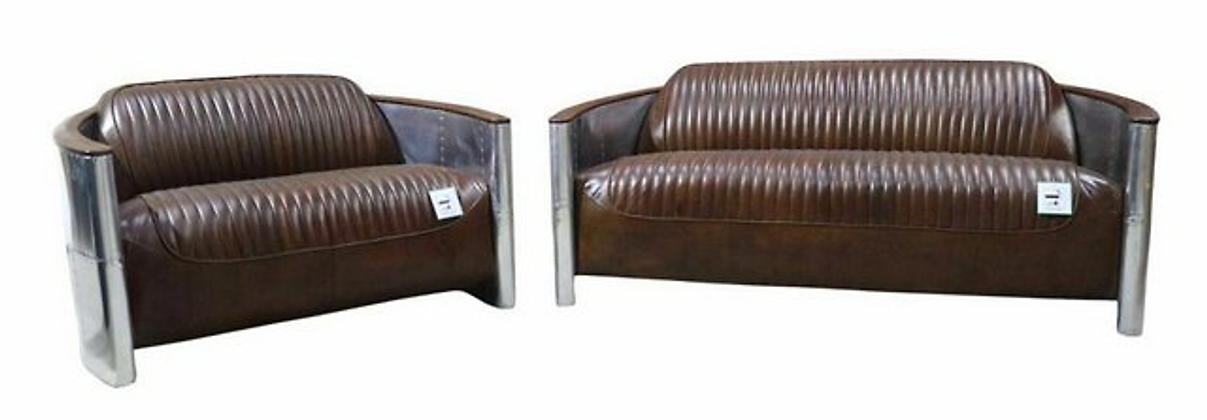 JVmoebel Sofa Sofagarnitur 3+2 Sitzer Couchgarnitur Couch Sessel Leder Vint günstig online kaufen