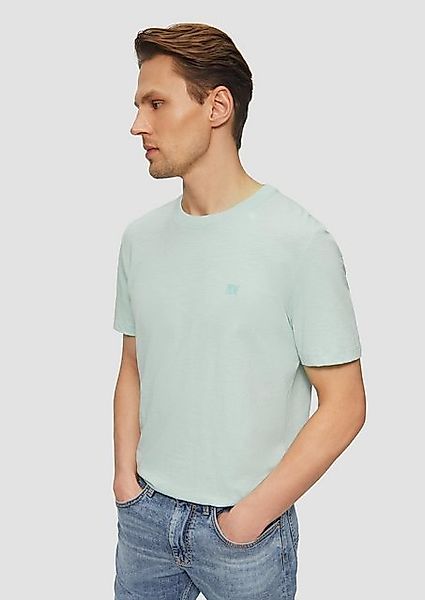 s.Oliver Kurzarmshirt T-Shirt mit Flammgarnstruktur und Logo-Print Logo günstig online kaufen