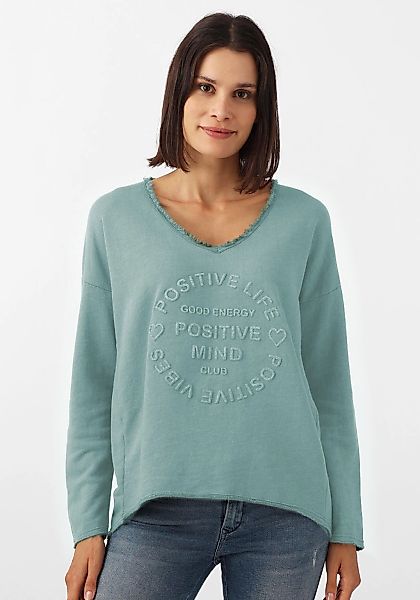 Zwillingsherz Sweatshirt ""Positive Mind"", Mit V-Ausschnitt im Used Look u günstig online kaufen