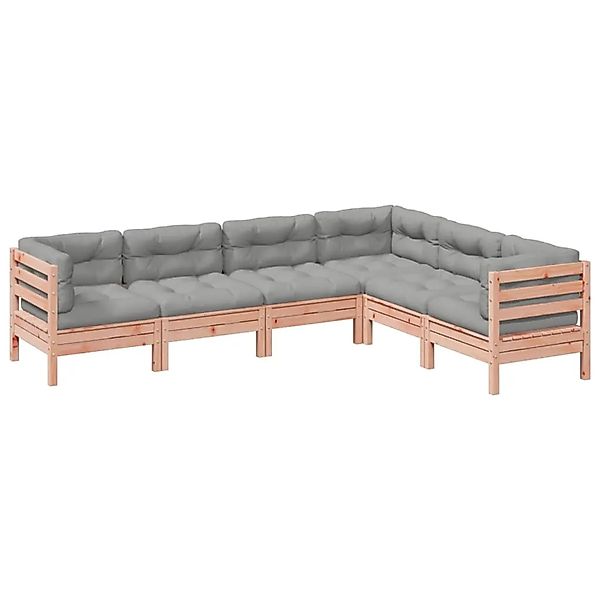 vidaXL 6-Tlg Garten-Sofagarnitur mit Kissen Massivholz Douglasie 3299461 günstig online kaufen