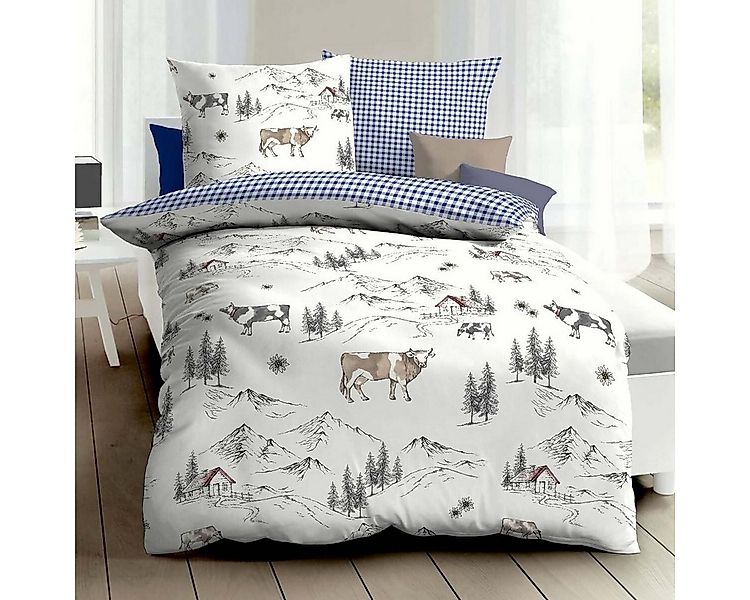TRAUMSCHLAF Bettwäsche Allgäu, Biber, 2 teilig, Winterbettwäsche mit Landsc günstig online kaufen