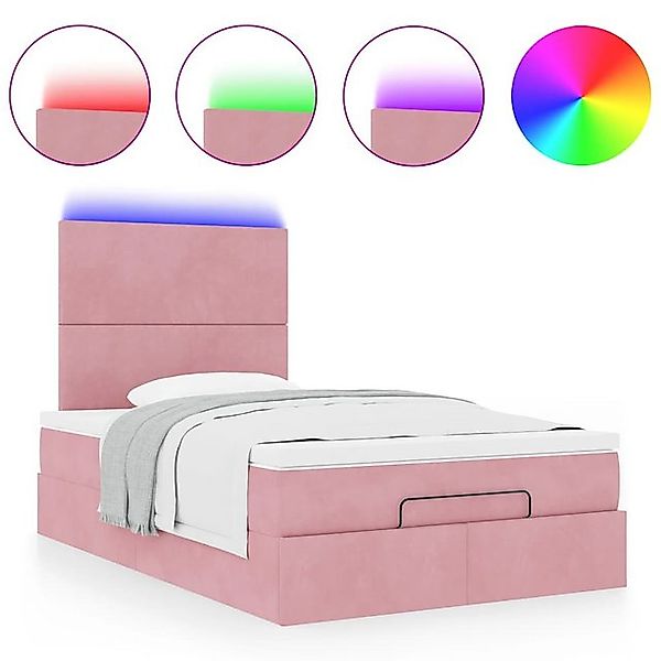 vidaXL Bett Ottoman-Bett mit Matratzen & LEDs Rosa 120x190 cm Samt günstig online kaufen