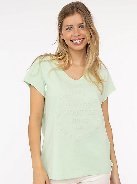 Zwillingsherz Kurzarmshirt "Positive Mind" V-Ausschnitt, Kurzarm, hinten et günstig online kaufen