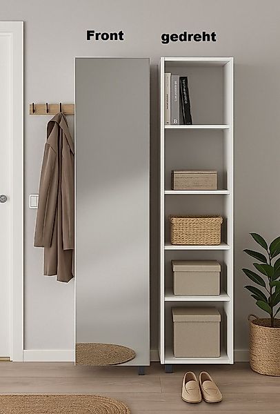 freiraum Schuhschrank Woody drehbar, 5 Fächer, in weiss / Spiegel - 34x190x günstig online kaufen