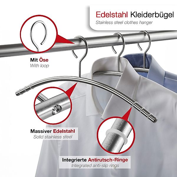 SO-TECH® Kleiderbügel Garderobenbügel Edelstahl SS201 gebürstet günstig online kaufen
