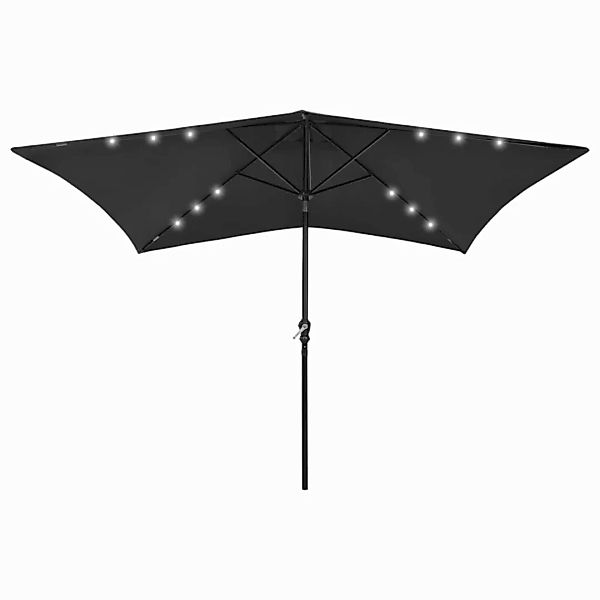 Sonnenschirm Mit Leds Und Stahl-mast Schwarz 2x3 M günstig online kaufen