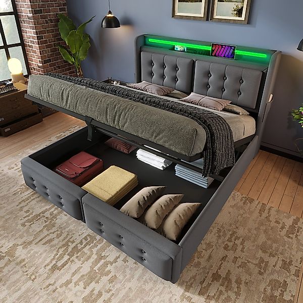 HAUSS SPOLE Polsterbett 180x200cm mit Led-Kopfteil, günstig online kaufen