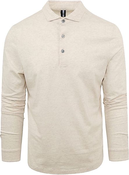 Profuomo Longsleeve Polo Beige Melange - Größe L günstig online kaufen