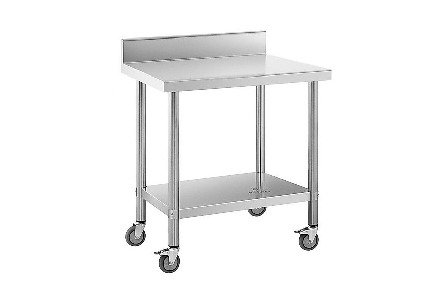 Royal Catering Arbeitstisch 60 x 80 cm Rollbarer Edelstahltisch Aufkantung günstig online kaufen