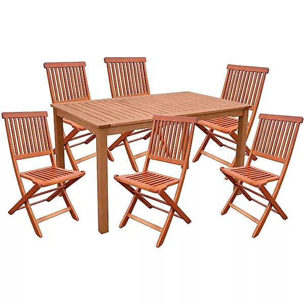 Terrassen Tischgruppe aus Eukalyptus GARDA-120 in braun günstig online kaufen
