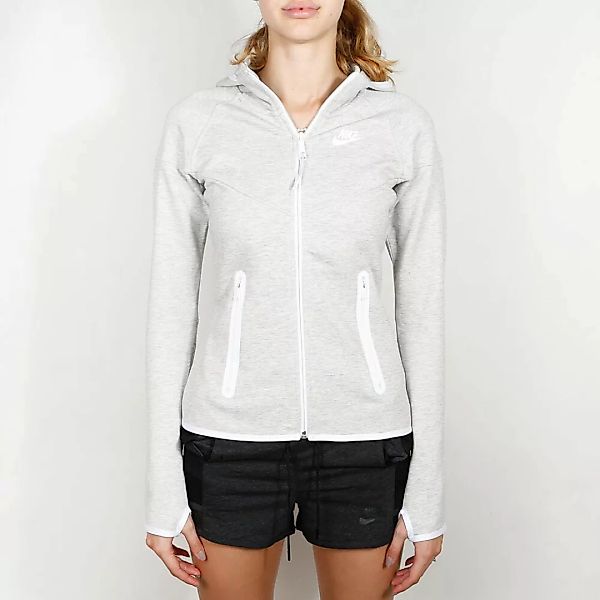 Nike Wmns Tech Fleece Full Zip Hoodie - Grey Heather / White L günstig online kaufen