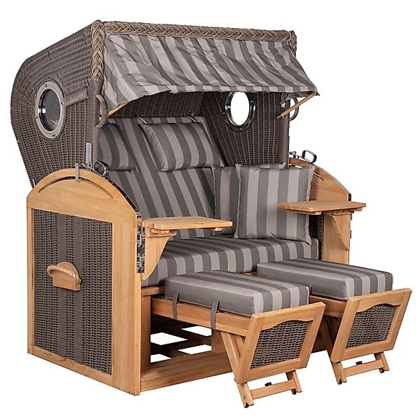 GarWoh Strandkorb Horum XL Teak PE Grey Dessin 537 günstig online kaufen