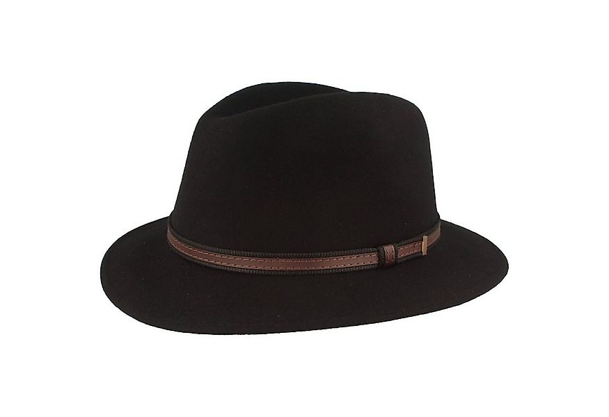Breiter Filzhut rollbar und wasserabweisend, mit Garnitur in Lederoptik günstig online kaufen