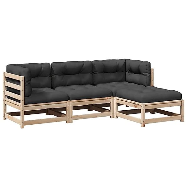 vidaXL 4-Tlg Garten-Sofagarnitur mit Kissen Massivholz Kiefer 3295814 günstig online kaufen