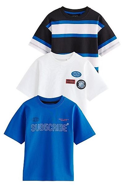 Next Print-Shirt 3er-Pack Relaxed Fit Kurzarm-T-Shirts mit Grafik (3-tlg) günstig online kaufen