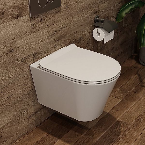 HOROW Tiefspül-WC spülrandlose Hänge WC Toilette, wandhängend, Abgang WC, S günstig online kaufen