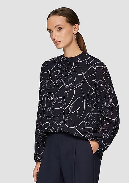 s.Oliver BLACK LABEL Langarmbluse Plissierte Chiffonbluse mit Herz-Print günstig online kaufen