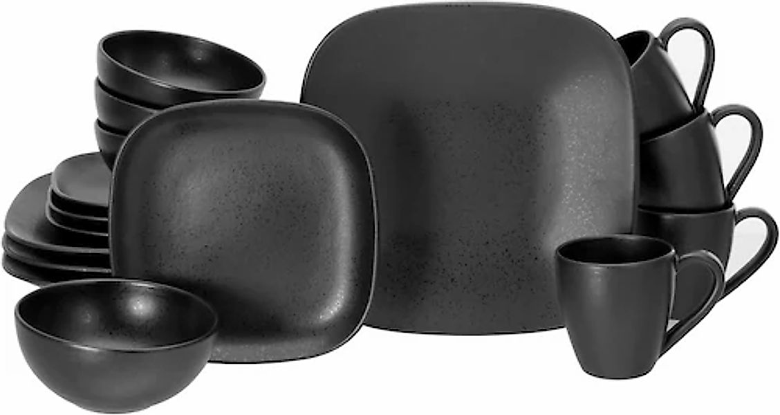 CreaTable Kombiservice »Magic Black Square« Spezialglasur mit glänzenden Sp günstig online kaufen