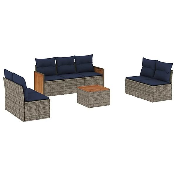 vidaXL 8-Tlg Gartensofa-Set mit Kissen Grau Polyrattan 3227566 günstig online kaufen