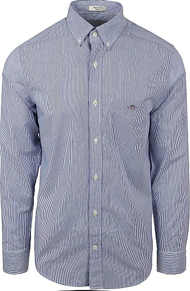 Gant Poplin Banker Hemd Stripe Blau - Größe 4XL günstig online kaufen