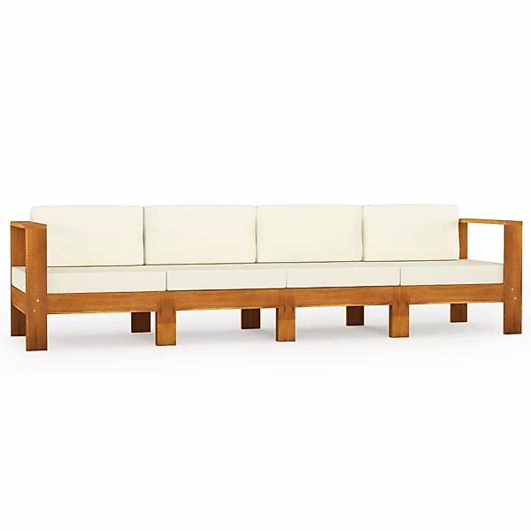 vidaXL Gartenlounge-Set 4-Sitzer-Gartensofa mit Cremeweißen Auflagen günstig online kaufen