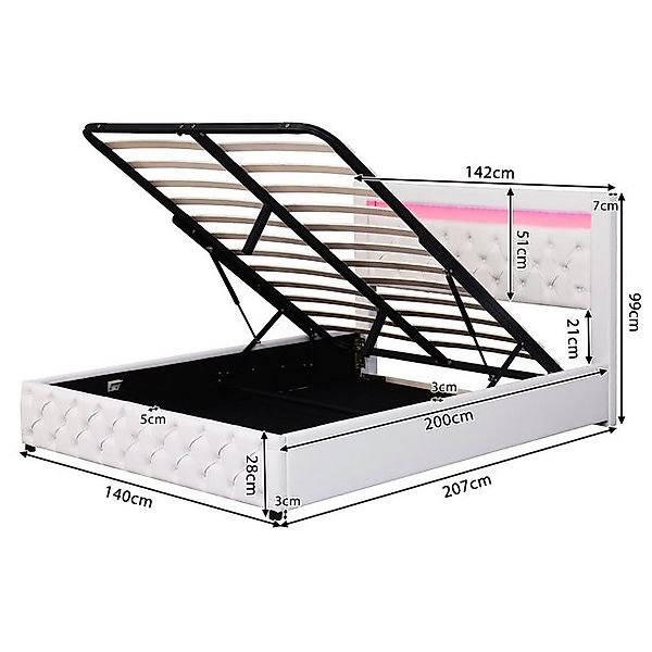 HAUSS SPOLE Polsterbett 140x200 mit Lattenrost und Stauraum, mit LED-Beleuc günstig online kaufen