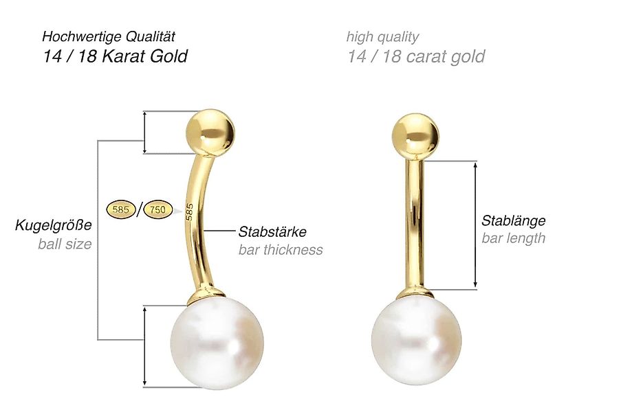 PIERCINGLINE Bauchnabelpiercing 14/18 Karat Gold Bananabell günstig online kaufen