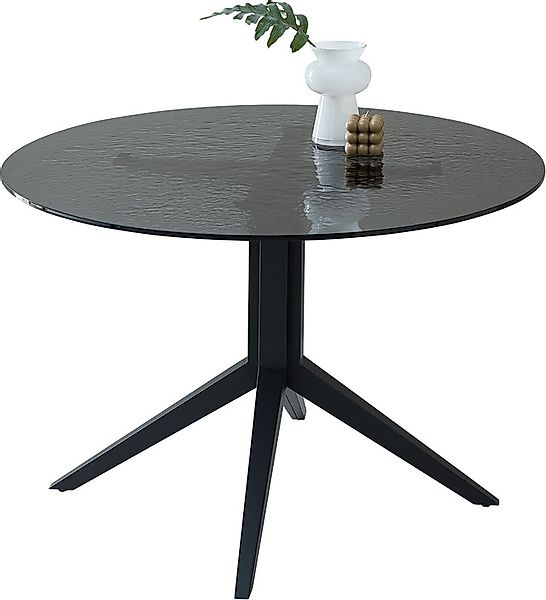 Stolkom Esstisch »Leano Glastisch rund schwarz, Esszimmertisch BxH 110x76 c günstig online kaufen